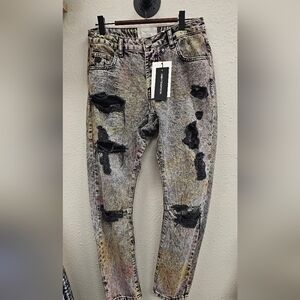 One Teaspoon Black and Gray Distressed Skinny Jeans